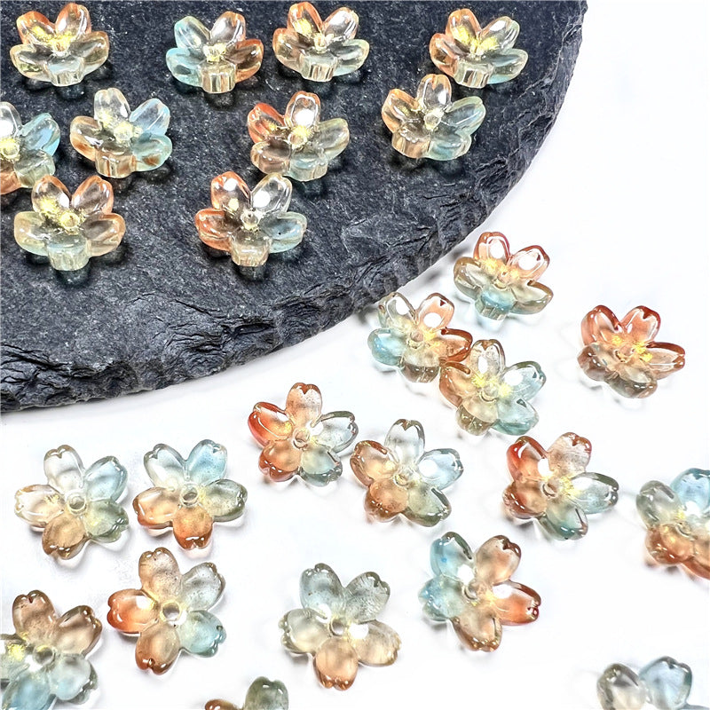 Czech Glass Beads Cherry Blossom 10mm Iridescent Pastel 50pcs 19