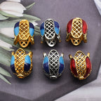 Tulip Metal Beads 14mm Cloisonne Enamel Detailed 50pcs