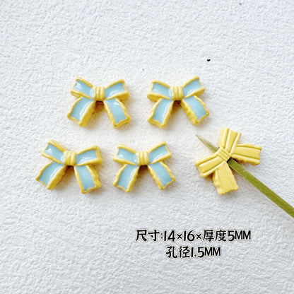 Bow Metal Beads 14mm 16mm Baking Painted Two-Color Alloy 10pcs 7