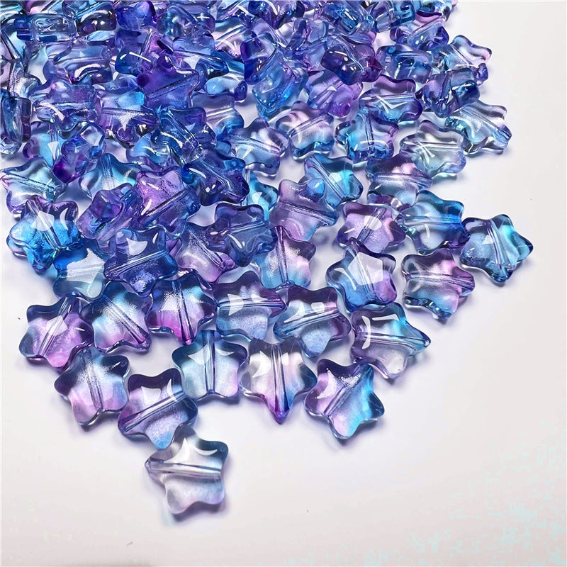 Czech Glass Beads Star 8mm Translucent Soft Color Gradient 50pcs 22