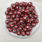 Printed Bubblegum Beads 20mm Pastel Purple Snowflake Pattern 10pcs 4