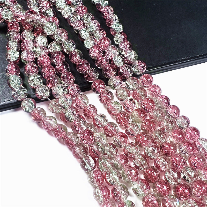 Crackle Flower Glass Beads 8mm Soft Purple Blue Gradient 3 Strands 37