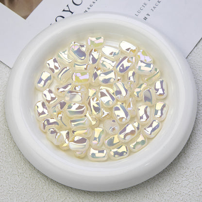 Glossy Plating Irregular Shaped Acrylic Beads 16mm Pastel Colors 20pcs 12