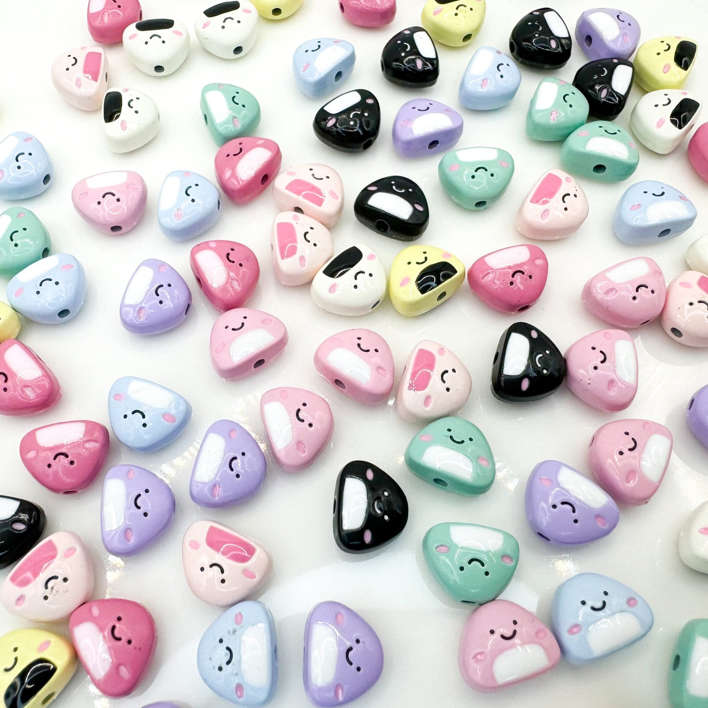 Japanese Rice Ball Metal Beads 8*10mm Enamel Painted Alloy 10pcs 4