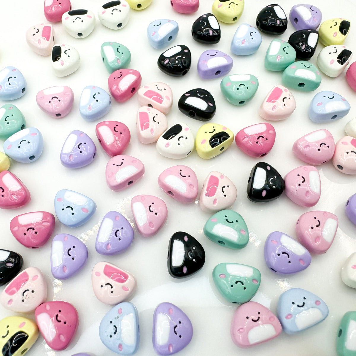 Japanese Rice Ball Metal Beads 8*10mm Enamel Painted Alloy 10pcs 4