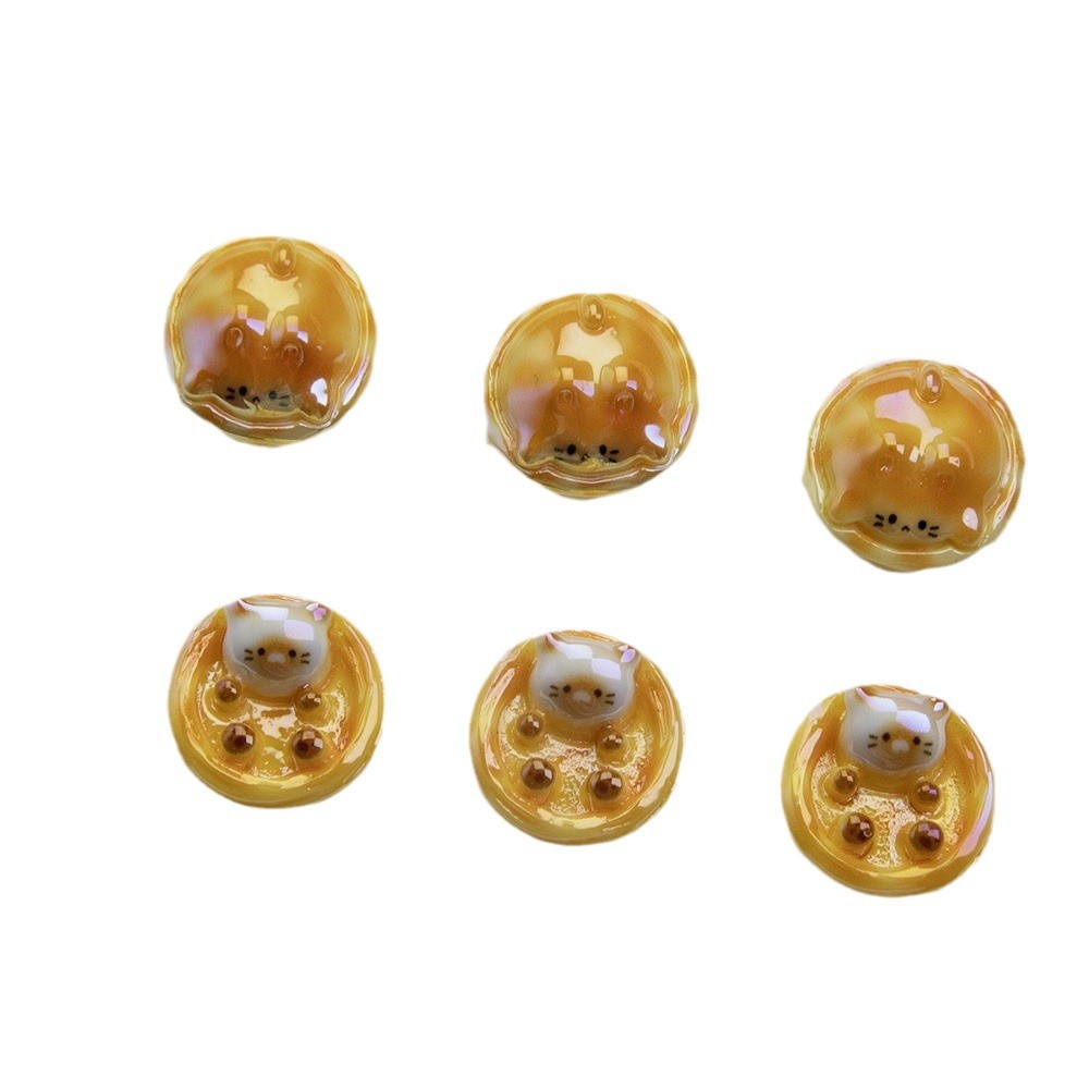 Egg Tart Kitten Resin Beads 23mm Glossy Animal Design 20pcs 5