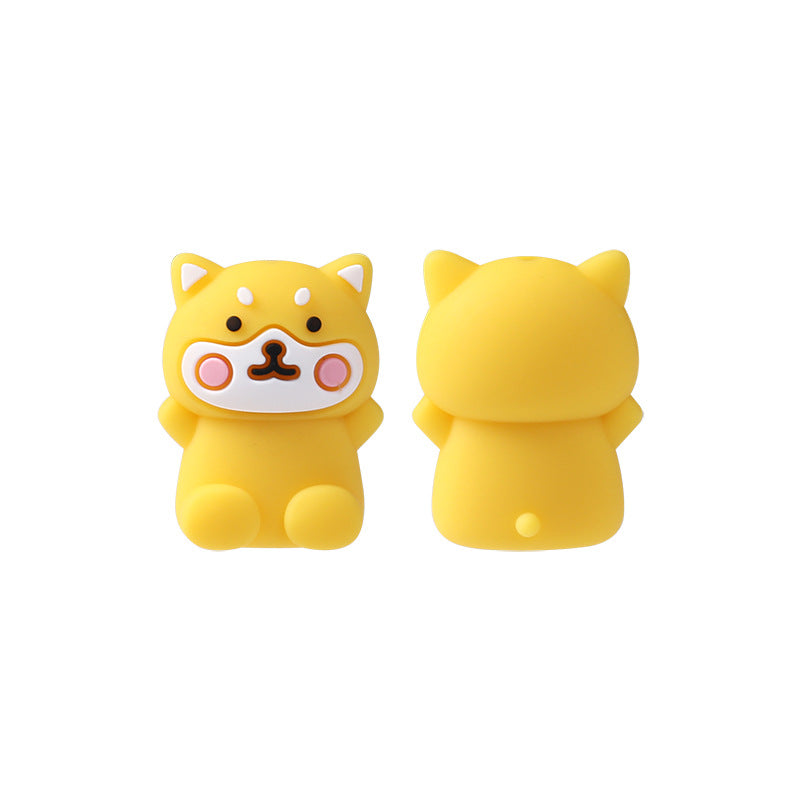 Silicone 3D Focal Beads Dog Pink Cheeks Front Facing