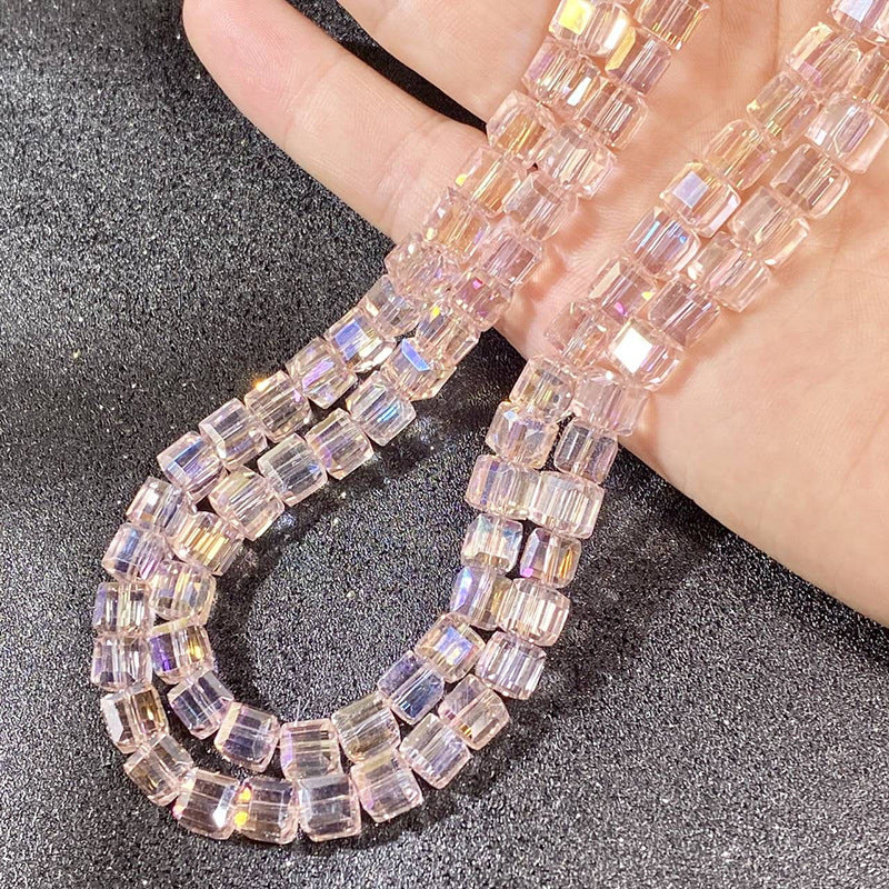 Square Transparent Glass Beads 8mm Clear Iridescent Shine 50pcs 6