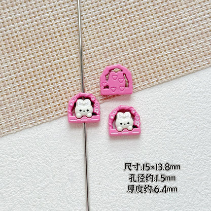 Baking Painted Window Kitten and Nice Rabbit Metal Beads 15/17mm 10pcs 8
