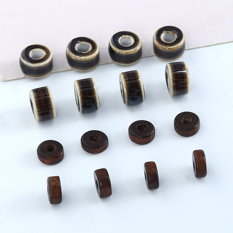 Ceramic Flat Spacer Beads 10mm Ethnic Style 50pcs