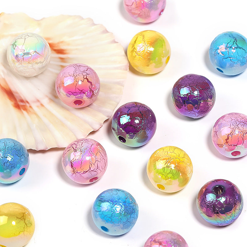 Spray Painted Round Acrylic Beads 16mm UV Plating Crack 50pcs 4