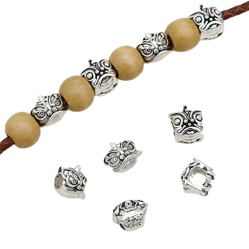 Dancing Lion Metal Beads 10mm Tibetan Large Hole Alloy 20pcs 5