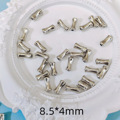 Tube Metal Beads 6mm 8mm Smooth Bamboo Joint Zinc Alloy 100pcs 7