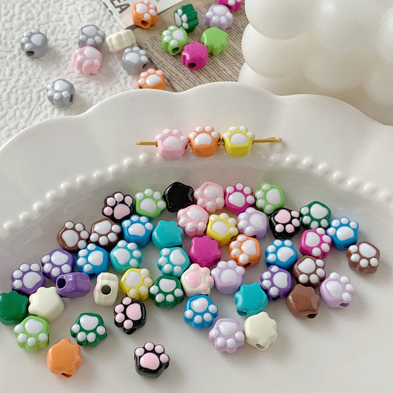 Cat Paw Metal Beads 11mm Glossy Enamel Painted Alloy 10pcs 3