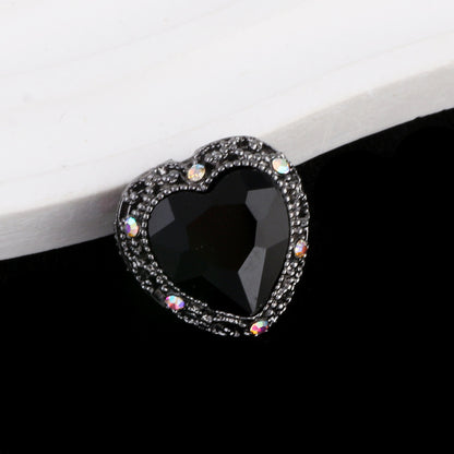 Double-Sided Heart Rhinestone Beads 22mm Alloy Encrusted 10pcs 26