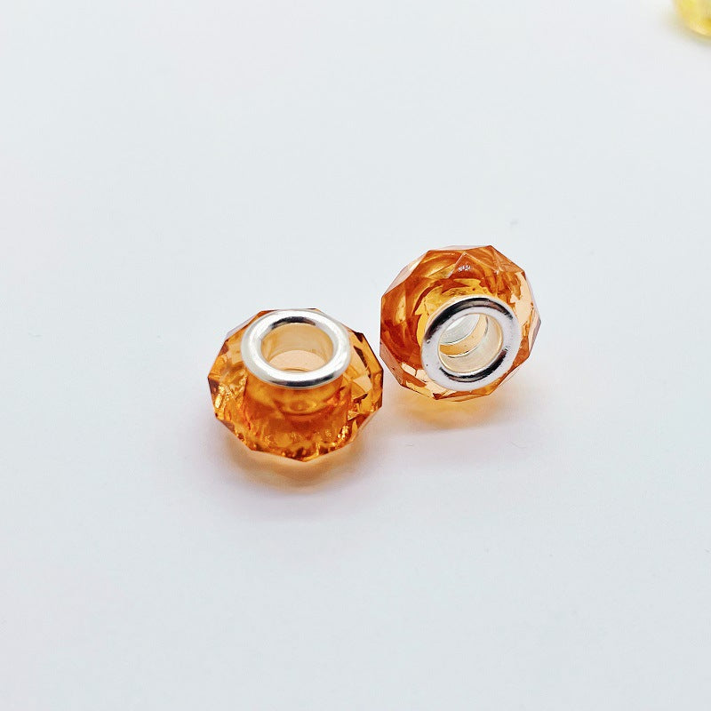 Acrylic Faceted Spacer Beads 14mm Transparent Large Hole 50pcs 14