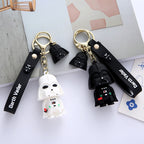 Silicone Samurai Keychain Black White Monochrome Cartoon Charm