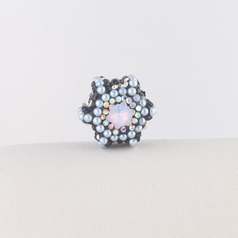 Polymer Clay Hexagonal Star Rhinestone Beads 23mm Full Rhinestone 6pcs 7