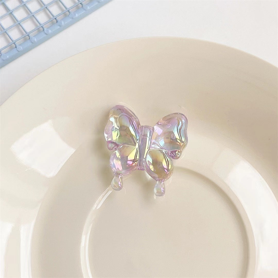 Transparent Plating Butterfly Acrylic Beads 29mm 50pcs 7