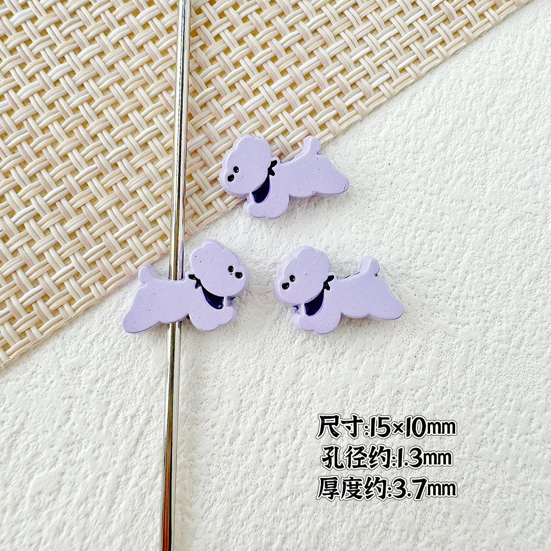 Baking Painted Bow Puppy and Dotted Kitten Metal Beads 15mm 20pcs 10