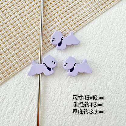 Baking Painted Bow Puppy and Dotted Kitten Metal Beads 15mm 20pcs 10