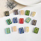 Vintage Cross Lampwork Glass Beads 17mm Gilded Rectangular 50pcs