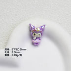 Glossy Purple Kuromi Resin Beads 10pcs Vibrant Floral Details 6