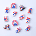 Silicone Focal Beads Independence Day Gnome Unicorn USA Twin Flags 20pcs