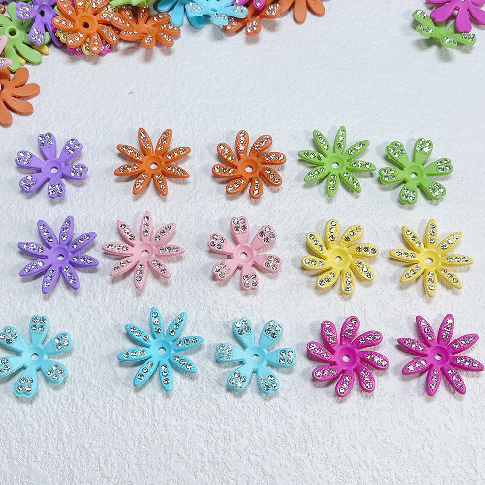 Acrylic Flower Spacer Beads 28mm Rhinestone Encrusted 100pcs 2