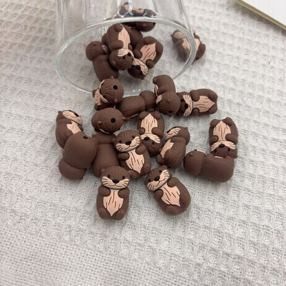 Silicone 3D Focal Beads Marmot Front View Detailed Posture 20pcs 2