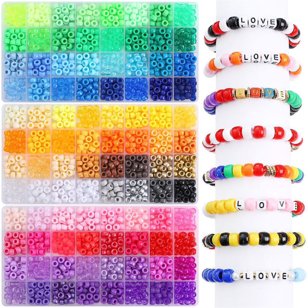 Acrylic Pony Beads 9mm Glossy 32 Colors 640pcs