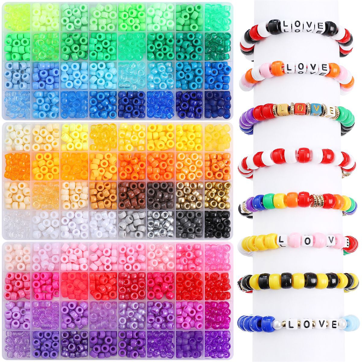 Acrylic Pony Beads 9mm Glossy 32 Colors 640pcs