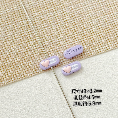 Heart Metal Beads 15-18mm Baking Painted Cherry Blossom Kitten Design 10pcs 20