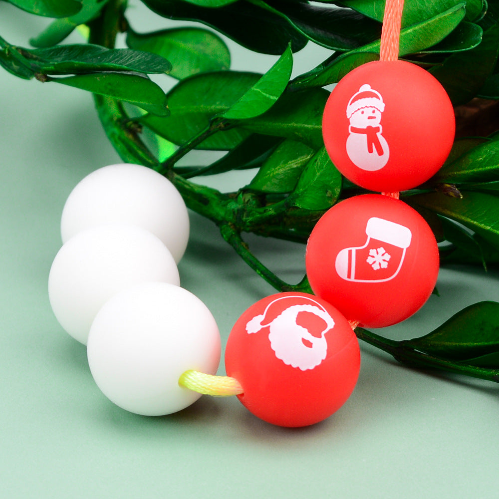 15mm Printed Christmas Silicone Beads Festive Holiday Designs 50pcs 3