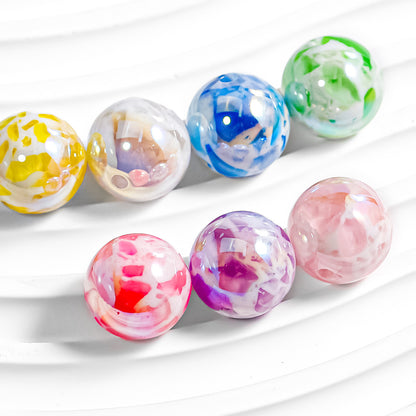 Milk Colored Marbled Resin Beads 16mm Glossy Round 20pcs