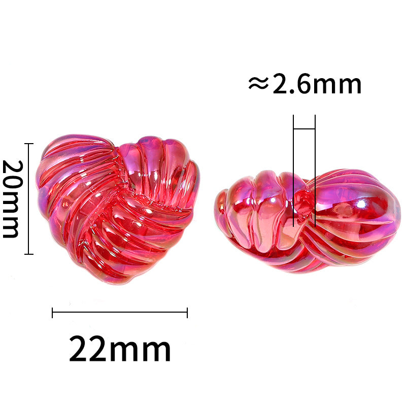 Transparent Plating Yarn Heart Acrylic Beads 22mm 50pcs 3