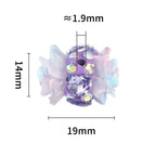 Polymer Clay Camellia Rhinestone Beads 30x15mm Double Sided 10pcs 4
