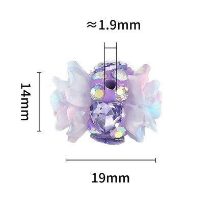 Polymer Clay Camellia Rhinestone Beads 30x15mm Double Sided 10pcs 4
