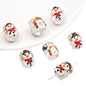 Lampwork Glass Beads Hand Painted Christmas Theme Enamel 2pcs 19