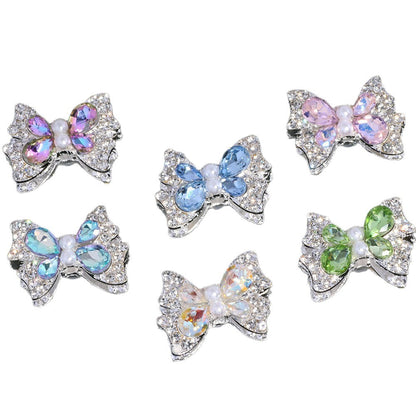 Bow Rhinestone Beads 25mm Paved Alloy Pastel Colors 6pcs 5