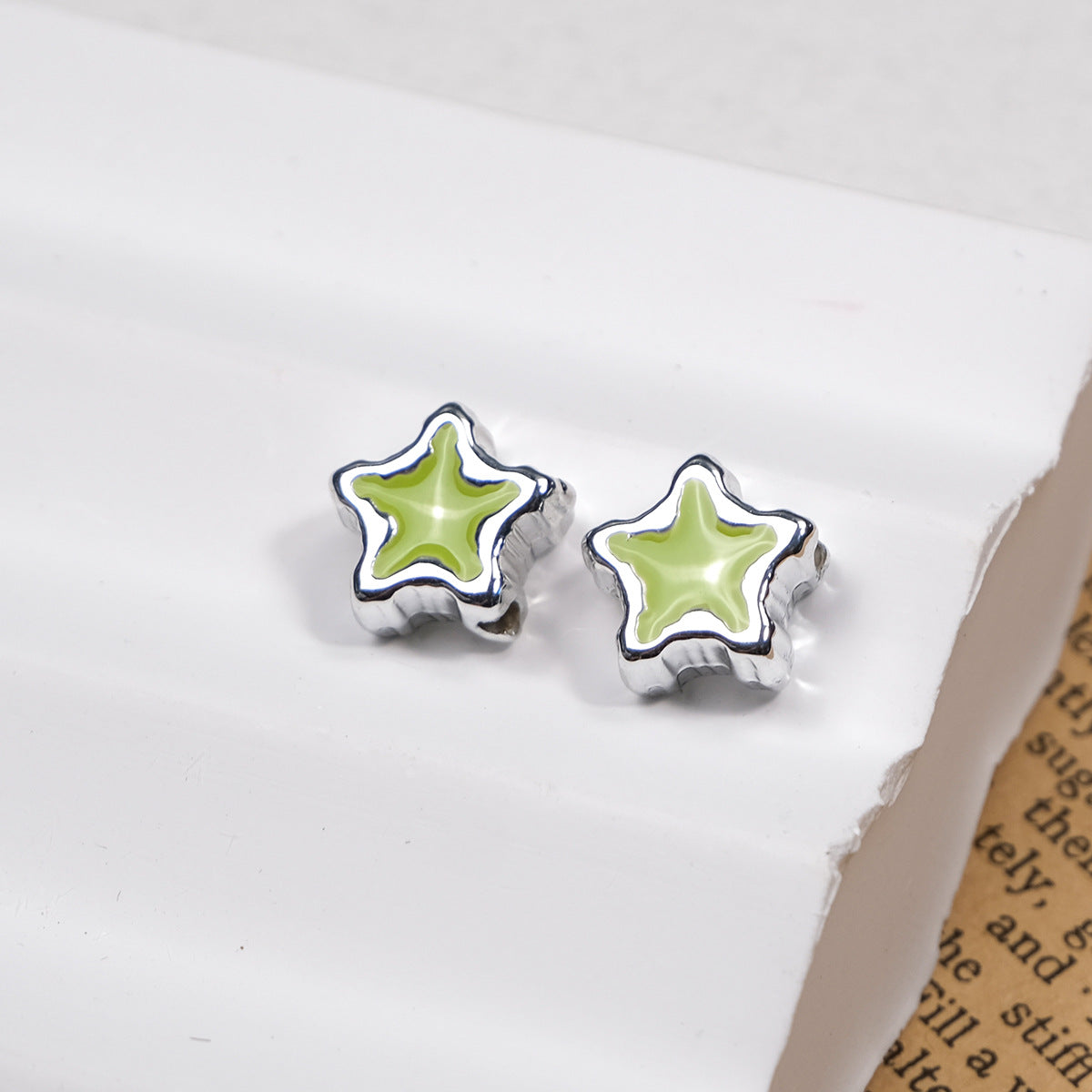 Silver Pixel Heart and Star Acrylic Beads 11mm Mixed Shapes 50pcs 25