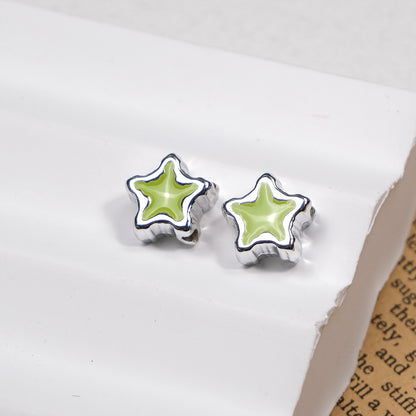 Silver Pixel Heart and Star Acrylic Beads 11mm Mixed Shapes 50pcs 25