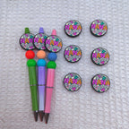 Silicone Focal Beads NA Garden Flower Round Design 20pcs 4