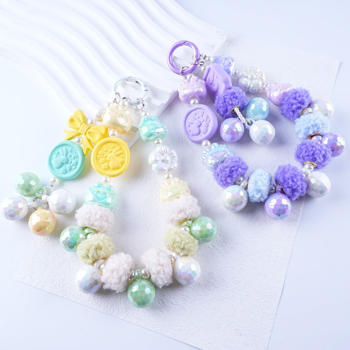 Plated Small Rabbit Acrylic Beads 17mm UV Iridescent Finish 50pcs 3