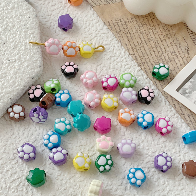 Cat Paw Metal Beads 11mm Glossy Enamel Painted Alloy 10pcs 2