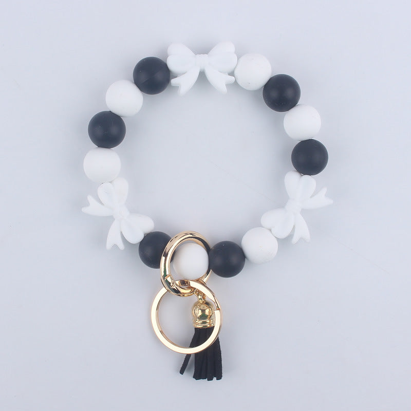 Bow Silicone Bead Wristlet Keychain Vibrant Colors 14cm 7