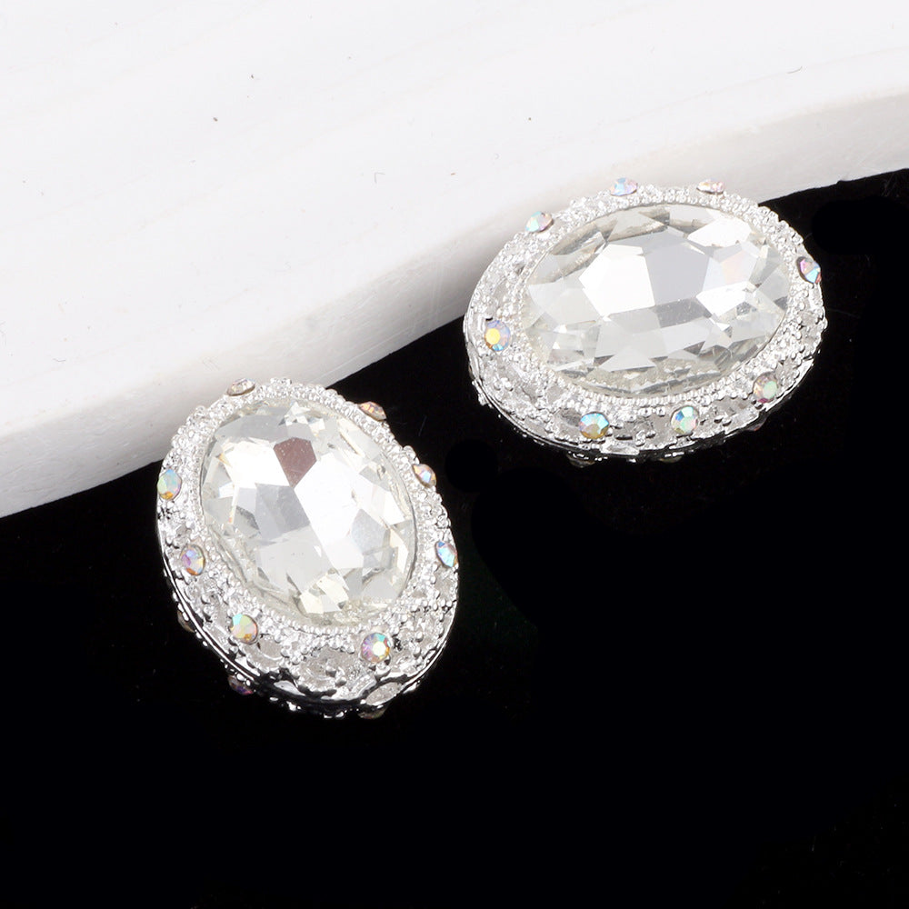 Double-Sided Heart Rhinestone Beads 22mm Alloy Encrusted 10pcs 23