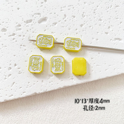 Baking Painted Potato Chips Card Metal Beads 2mm Hole 20pcs 18