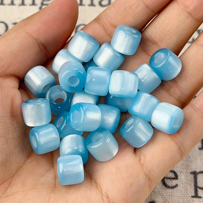 Gradient Color Resin Barrel Beads 10mm Chunky Navy to Sky Blue 10pcs 13