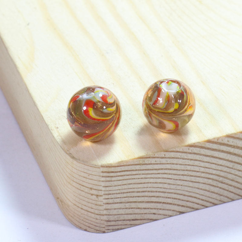 Lampwork Glass Beads Round 12/14mm Transparent Phoenix Tail Gold Foil 5pcs 16